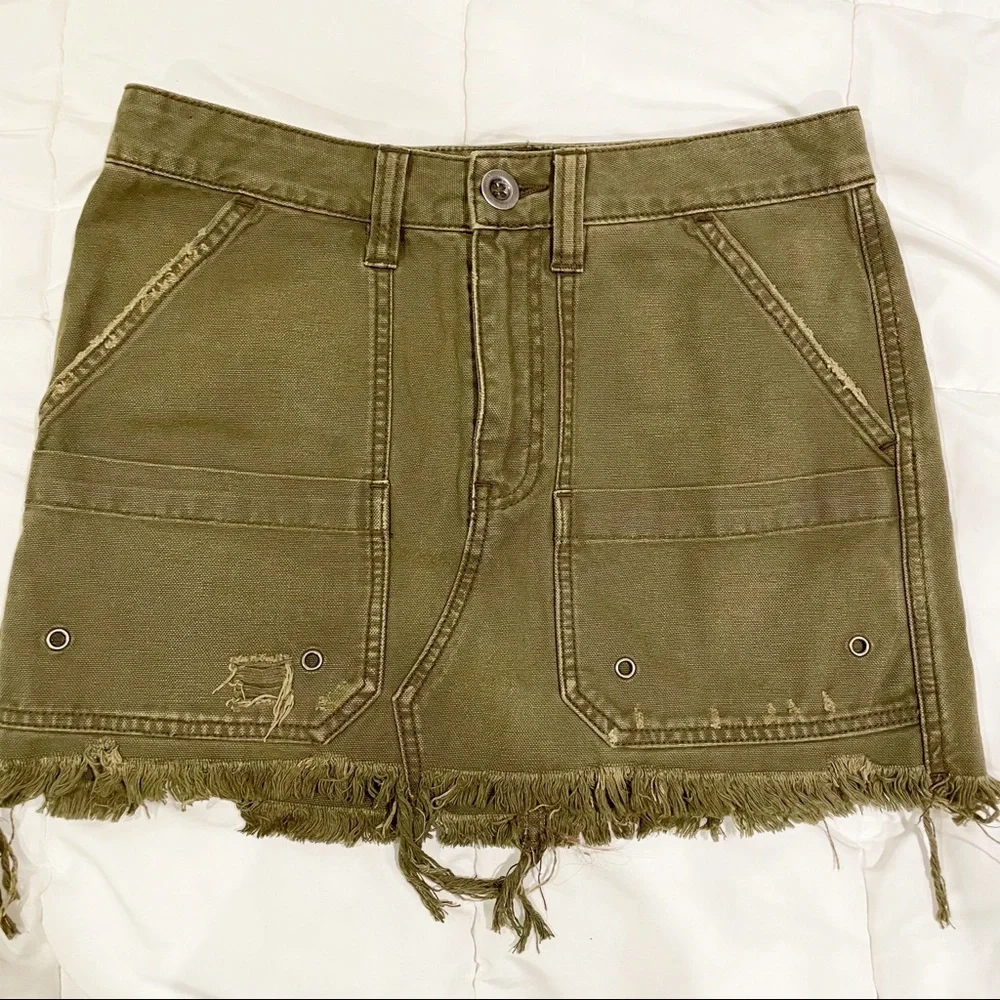free people | canvas relaxed mini cargo skirt - Picture 4 of 12